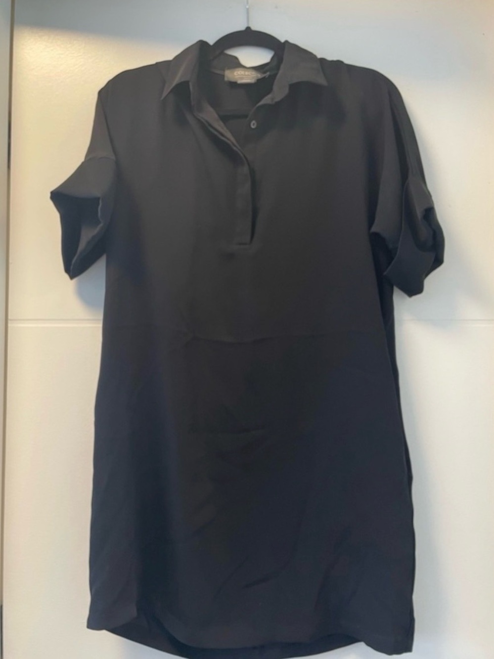 🩵Coercion London Black Shirt Dress | Rolled Sleeve Shift Dress | US 4